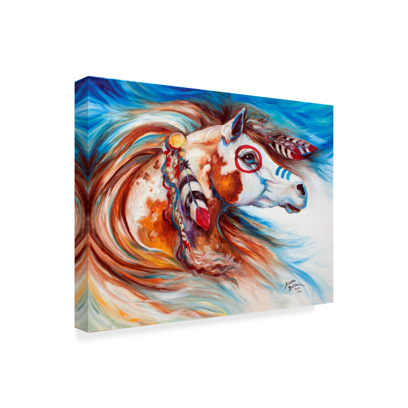 Trademark Art Wind Of Thunder Indian War Horse Acrylic Painting Print On Wrapped Canvas Wayfair