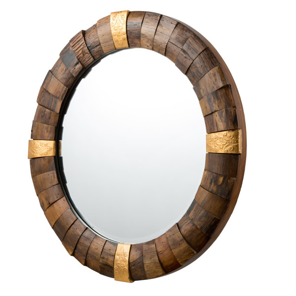 Union Rustic Quintara Round Reclaimed Wood Accent Mirror Quintara Round Reclaimed Wood Rustic