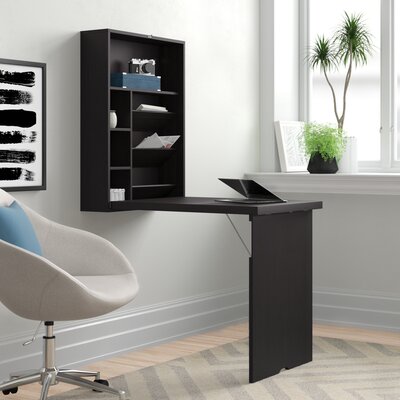 Ebern Designs Savaira Floating Desk with Hutch & Reviews | Wayfair