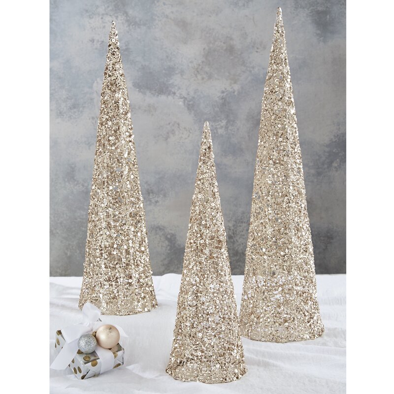 Mud Pie 3 Piece Glitter Cone Tree Set Reviews Wayfair