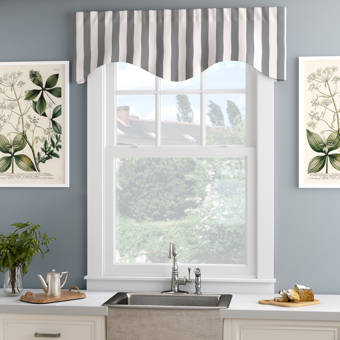Longshore Tides Hazeltine Stripe Cornice 50 Kitchen Curtain