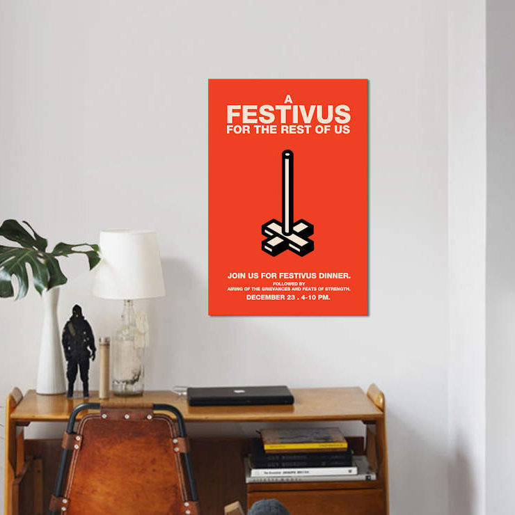 East Urban Home Happy Festivus Vintage Style Invitation Graphic Art Print On Canvas Wayfair
