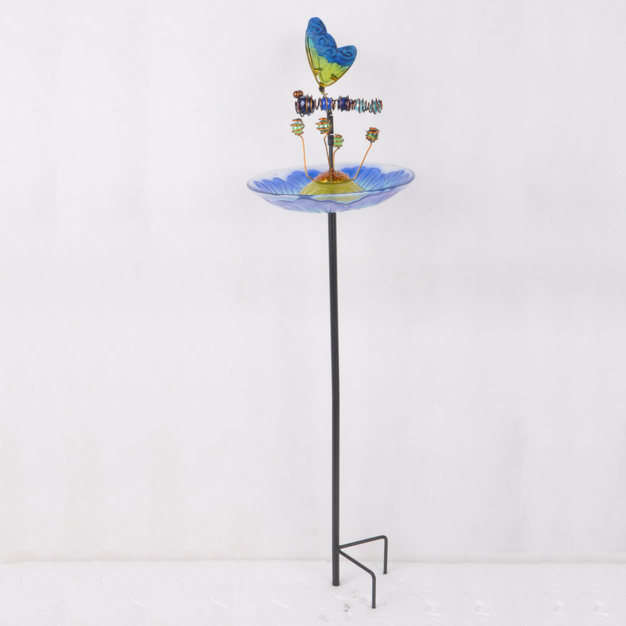 Sol 72 Outdoor Outdoor Butterfly Fusion Glass Decorative Bird