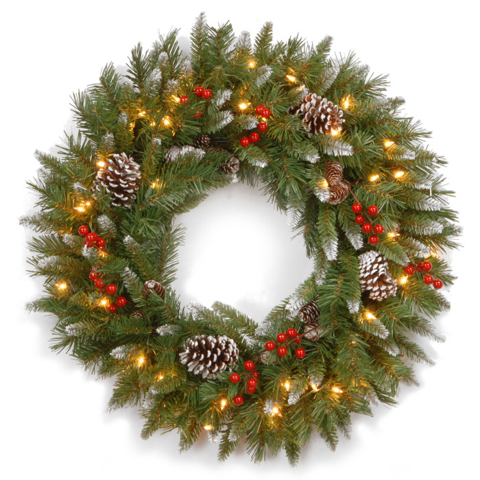 frosted lighted wreath