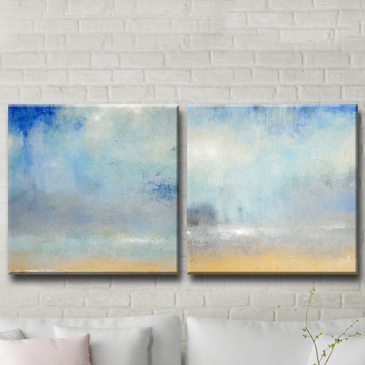 Coastal Downpour 2 Piece Wrapped Canvas Painting Print Set