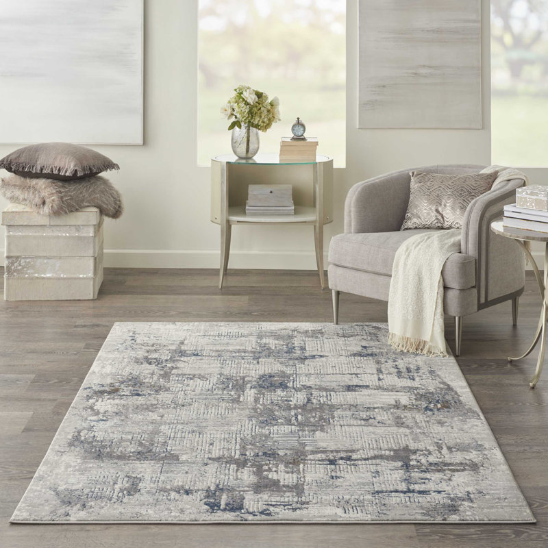 Kathy Ireland Home Royal Terrace Contemporary Abstract Grey Blue