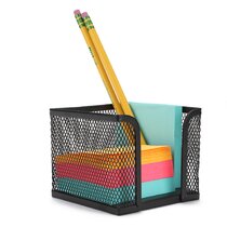 Sticky Note Box 3.1x4.1 Inch Metal Mesh Memo Holder Card Stand Organizer for Office Home Schools Desk Supplies Black