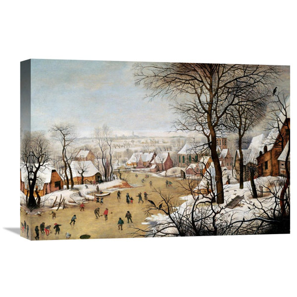 Global Gallery A Winter Landscape With Skaters And A Bird Trap By Pieter Bruegel The Elder Painting Print On Wrapped Canvas Wayfair