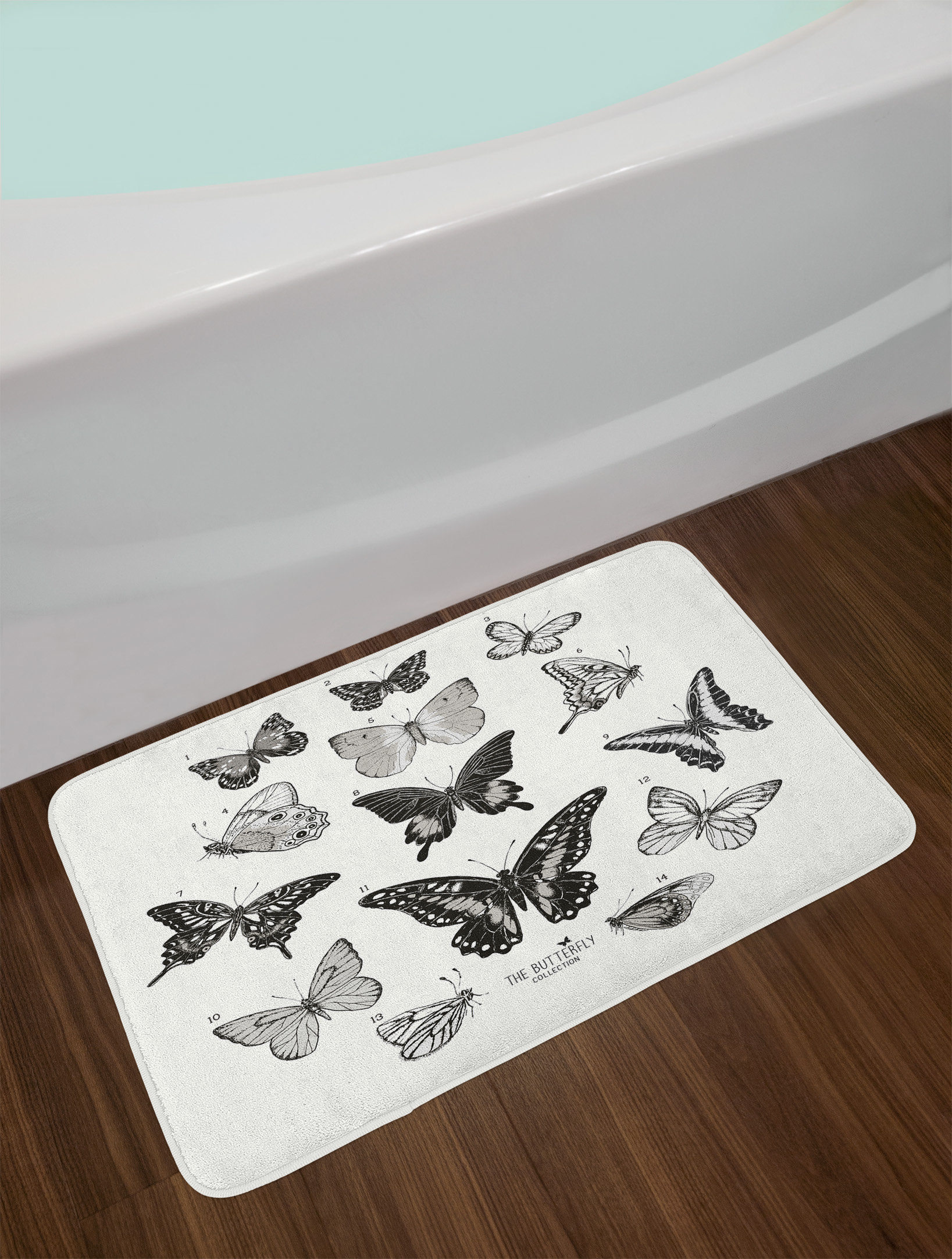 East Urban Home Erfly Large Collection Of Hand Drawn Erflies East Urban Home Erfly Large Collection Of Hand Drawn Erflies Realistic Artwork Non Slip Plush Bath Rug Wayfair