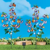 Solar Powered Butterfly Red Flower Pot With Moving Wings 