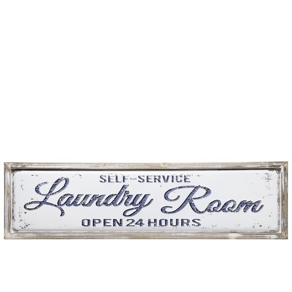 Laundry Room Sign Metal Large Modern Vintage Style Wall Decor 24 x 14.5 inches 
