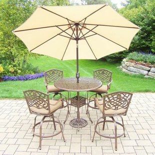 Go to store & view more images Mississippi 5 Piece Bar Height Dining Set with Cushions by Oakland Living