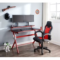 red desk with hutch