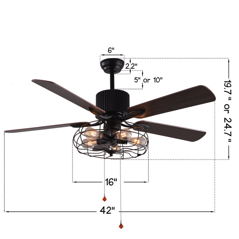 Williston Forge Borg 5 Blade Ceiling Fan With Pull Chain And Light Kit Included Reviews Wayfair