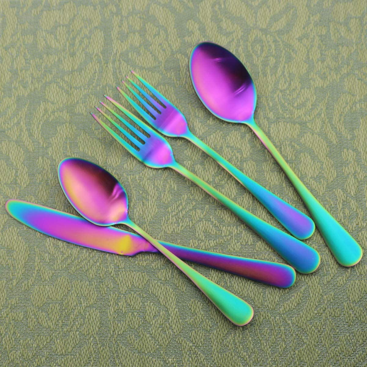 Orren Ellis Annalese Rainbow Silverware Set, 20Piece Stainless Steel