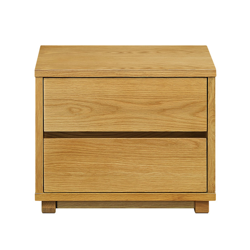Latitude Run Frackville 2 Drawer Solid Wood Nightstand In Oak Wayfair