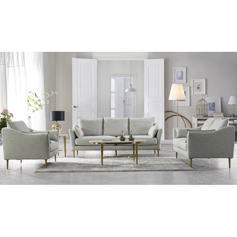 Ivy Bronx Acanva Mid Century Modern 3 Piece Living Room Set Wayfair