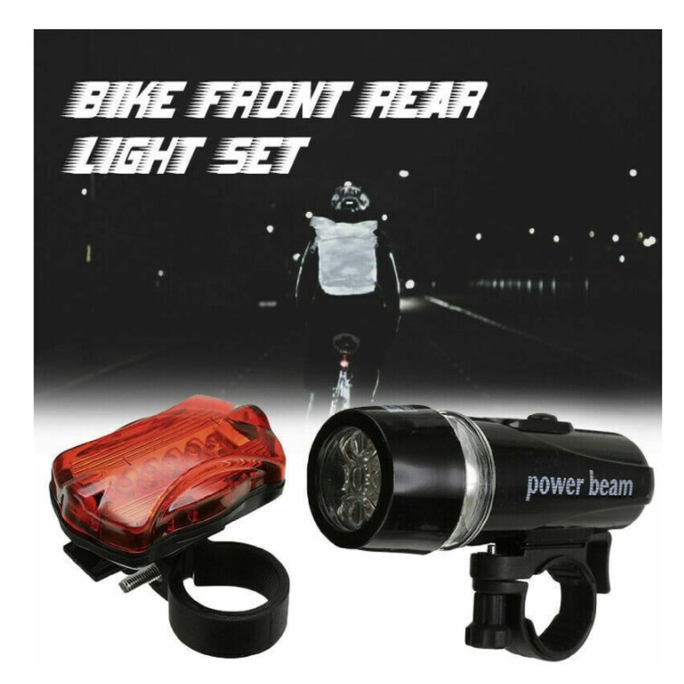 5 LED Lamp Bike Bicycle Front Head Light+Rear Waterproof Safety Flashlight USA