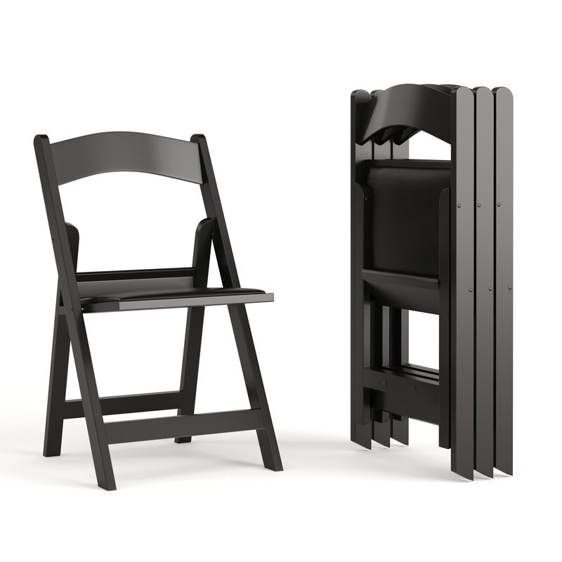 Thornfeldt Upholstered Folding Event Chairs with Padded Seats Color: Black