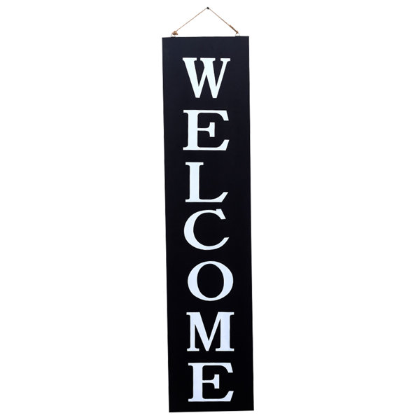 You can hang garland on exterior door in a variety of ways. Gracie Oaks Welcome Sign Vertical For Front Door Outdoor Welcome Signs For Porch Welcome Decor For Entryway Modern Farmhouse Decor Wall Hanging Welcome Sign Black