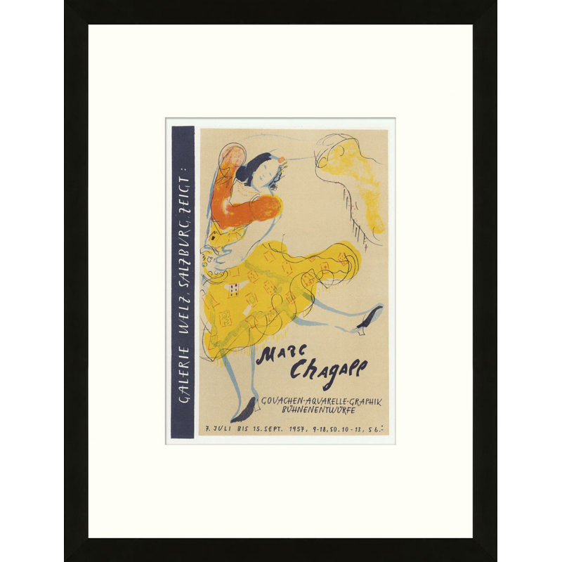 School of Paris 'Gouachen Aquarelle Salzburg 1957' by Marc Chagall Framed Lithograph