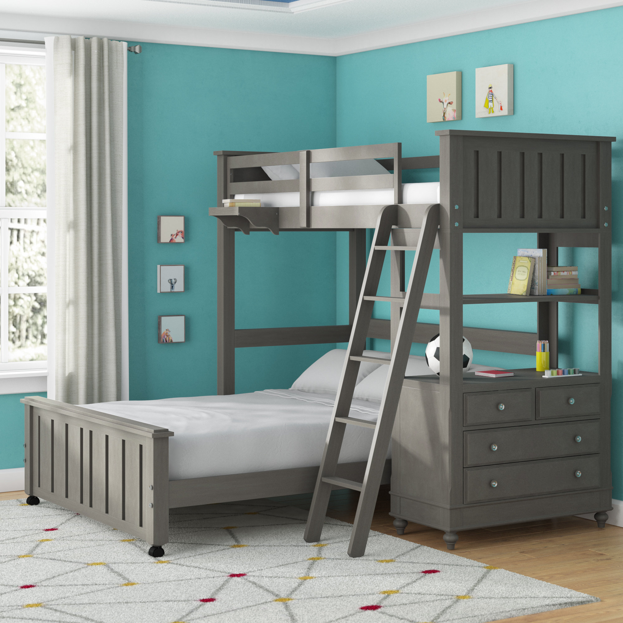 l shaped bunk beds full over queen