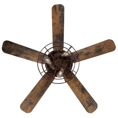 48" Rothsay 5 - Blade Caged Ceiling Fan with Remote Control and Light Kit Included