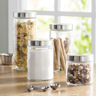 Wayfair Basics 4 Piece Round Screw Top Glass Kitchen Canister Set