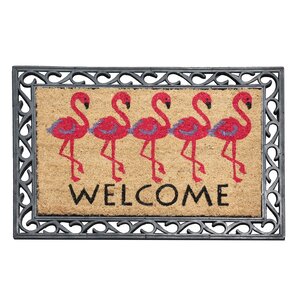 First Impression Flamingo Welcome Rubber Coir Doormat