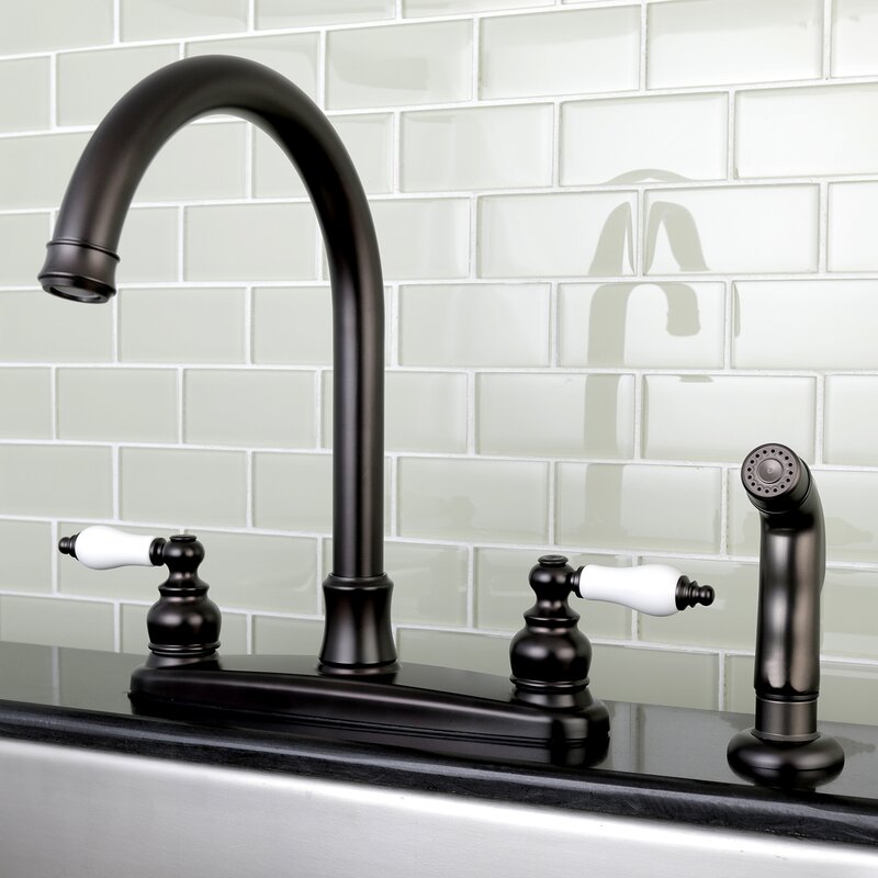 Kingston Brass Victorian Double Handle Kitchen Faucet with ...