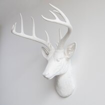 Color : White, Size : 35x42.5 cm Wall decor 3D Deer Head Geometric Deer Head Wall Hanging Lucky Wall Decoration Pendant Modern Minimalist Living Room Dining Room Wall hangings 