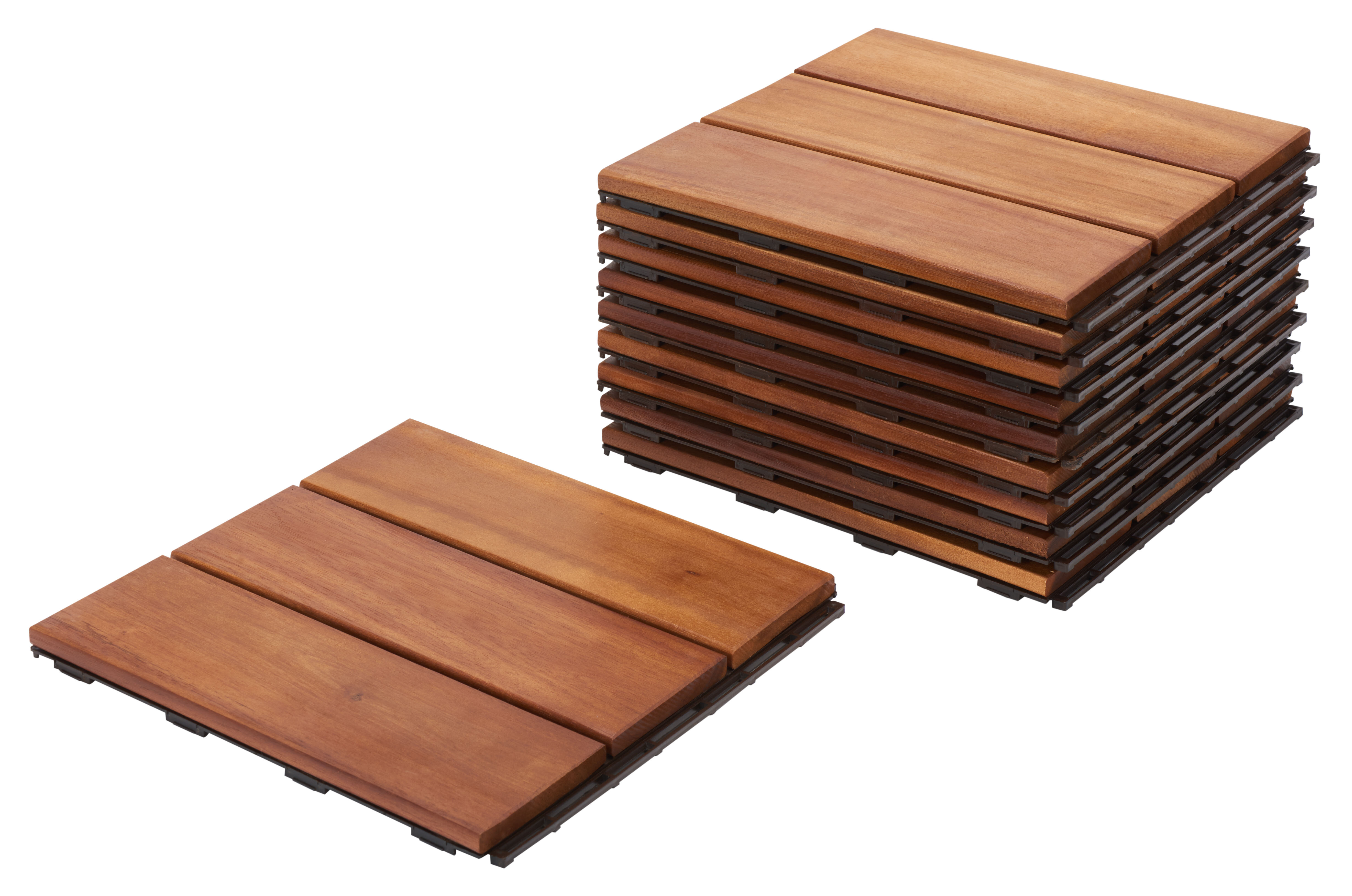10-Piece Faux Wood Interlocking Deck & Patio Tile Set 