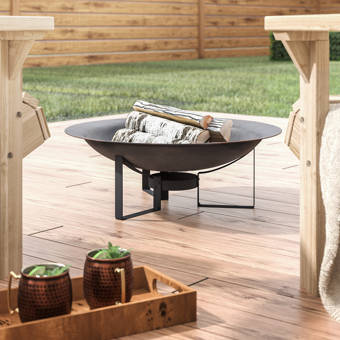 Wrought Studio Eckard Raised Cast Iron Wood Burning Fire Pit