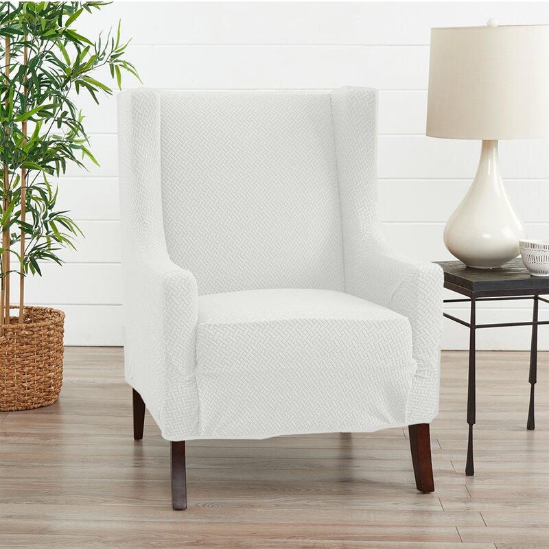 Ebern Designs Harlowe Wingback Box Cushion Chair Slipcover Wayfair.ca