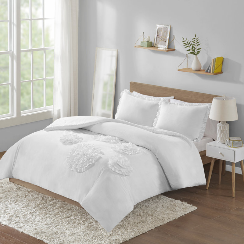 Ophelia Co Alamo Solid Ruffle Floral Mini Comforter Set
