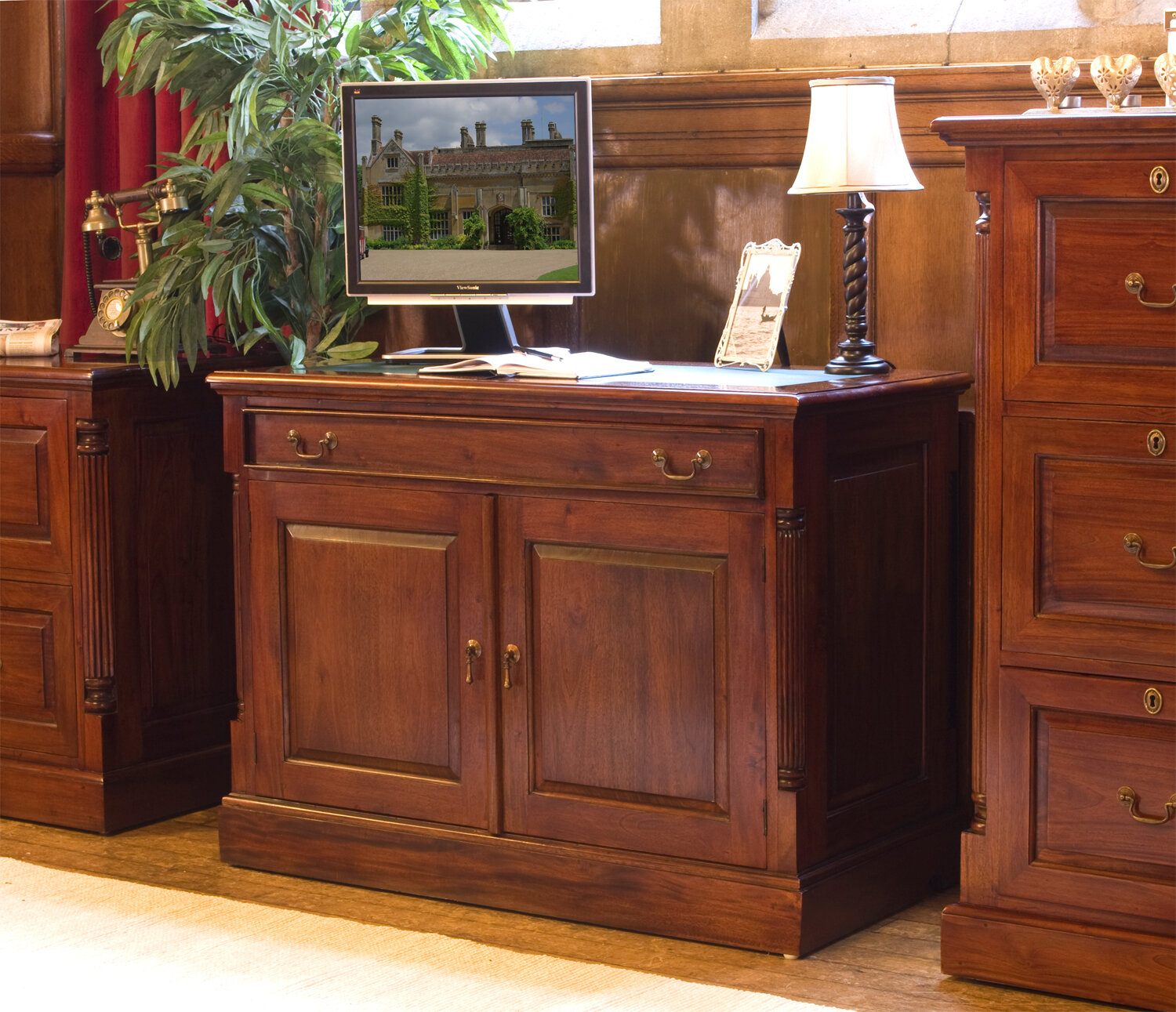 Three Posts Andtree Mahogany Computer Armoire Desk With Keyboard