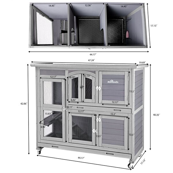 Tucker Murphy Pet Two Storey Rabbit Hutch Bunny Cage With Wheels ...