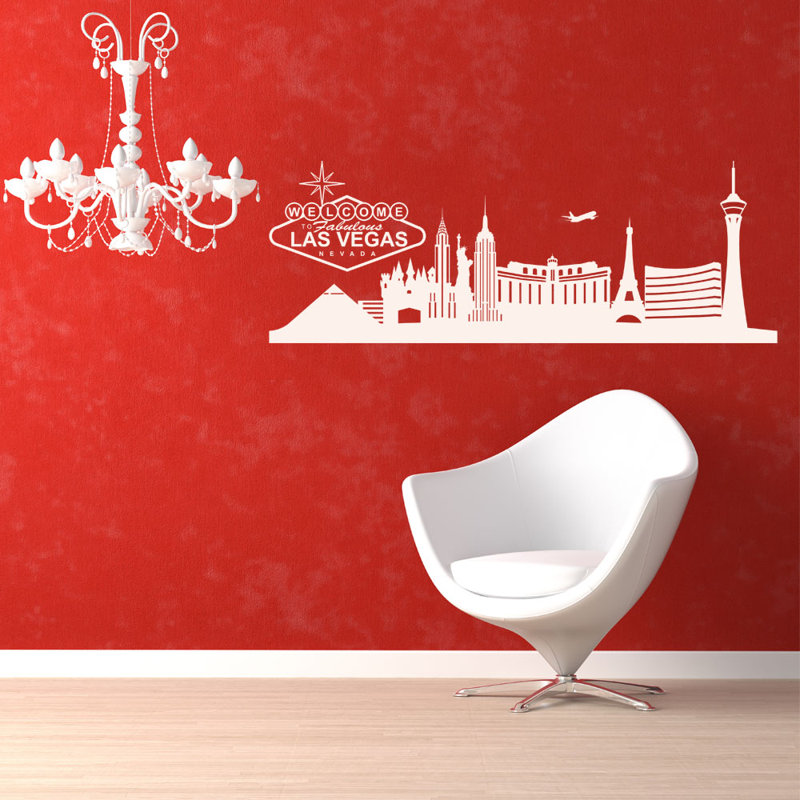 Las Vegas Lights Window View Repositionable Color Wall Sticker Wall Mural 3 FT