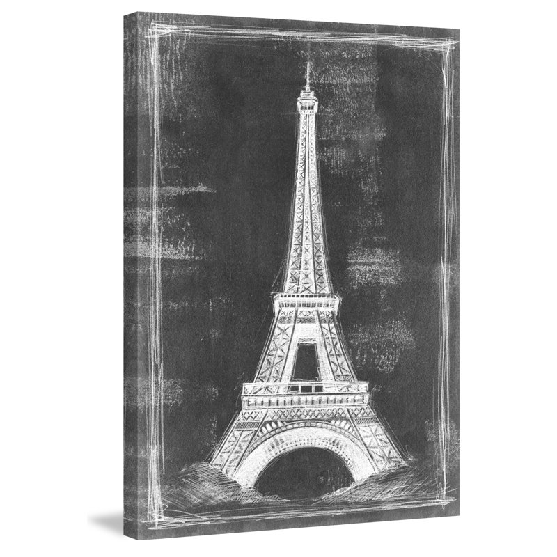 Marmont Hill Eiffel Tower Blueprint Painting Print On Wrapped