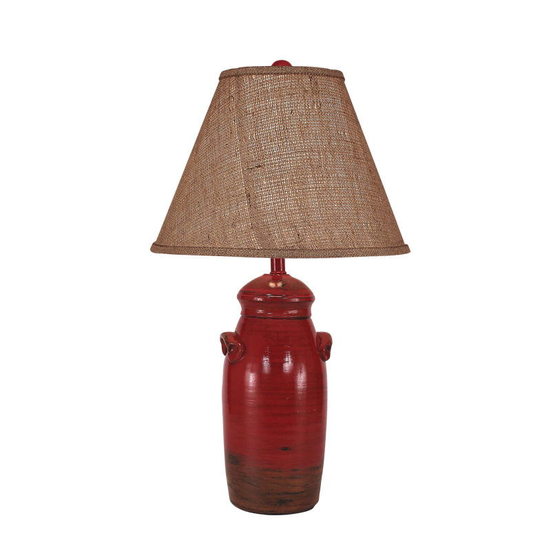 small red table lamp