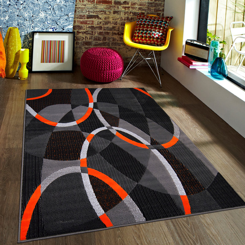 Latitude Run Keeler High Quality Exclusive Drop Stitch Linear Designed Orange Olefin Area Rug Reviews Wayfair