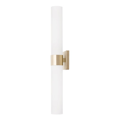 5" W X 29" H 2-Light Dual Glass Sconce Or Vanity Light In Soft Gold With 3" W Soft White Glass