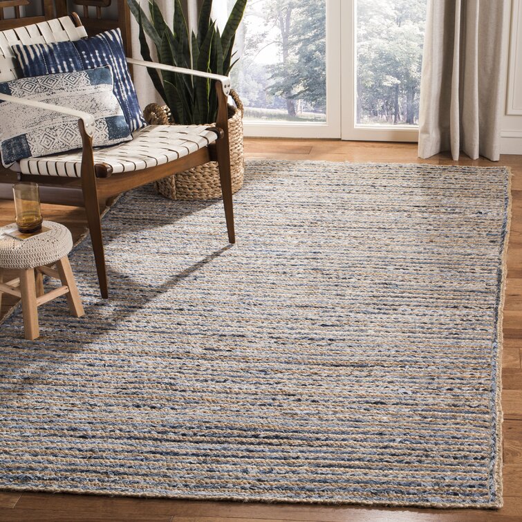 Highland Dunes Williar Handmade Flatweave Jute/Sisal Natural/Blue Area ...