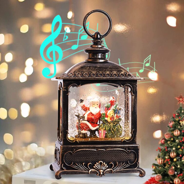 Christmas Snow Globe Musical Lantern Decoration Battery & USB Powered Light for Indoor Decor