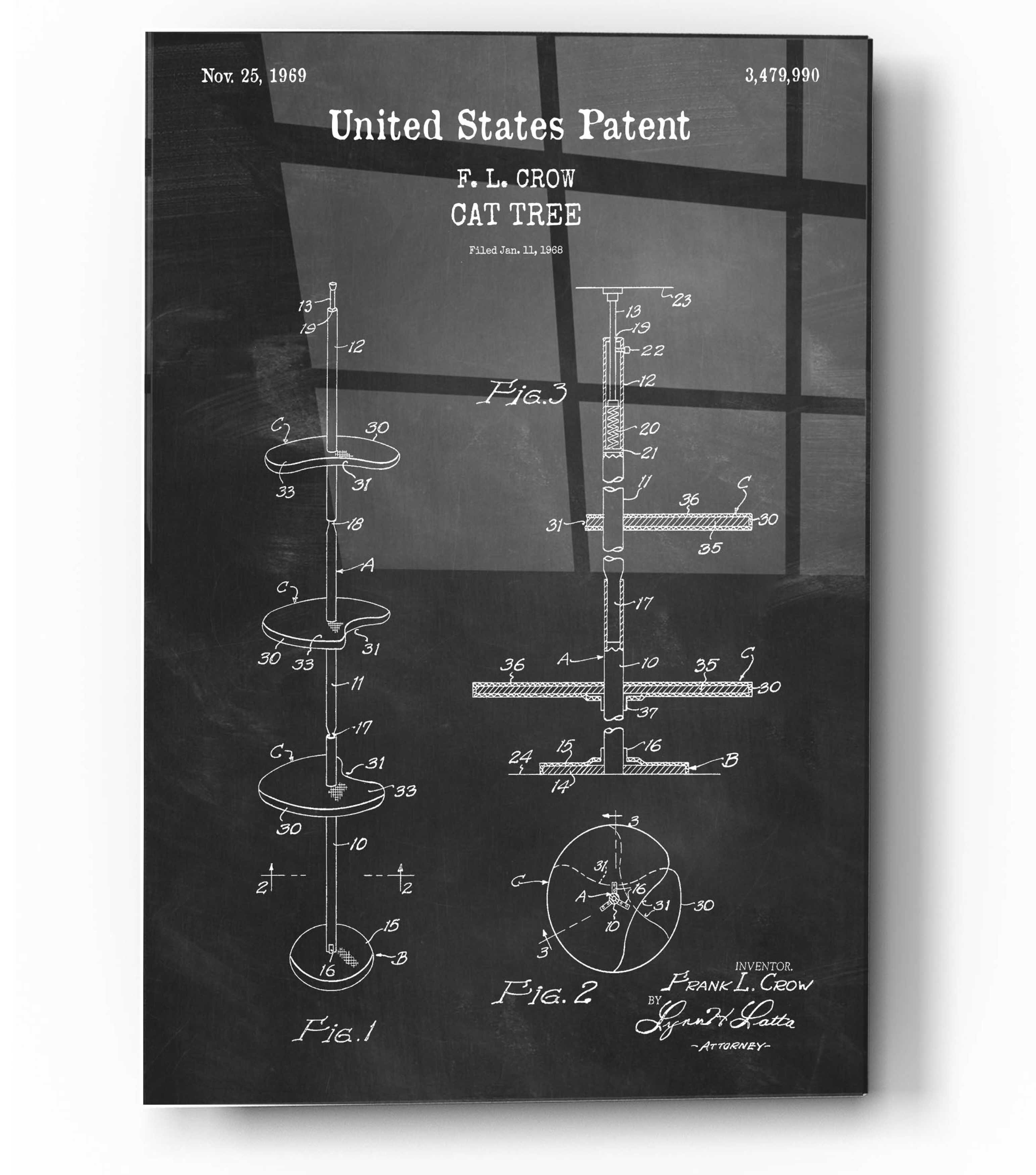 17 Stories Cat Tree Blueprint Patent Chalkboard - Graphic Art on | Wayfair