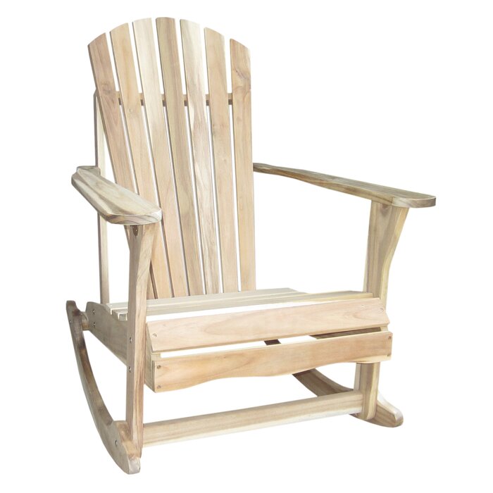 Highland Dunes Hinman Solid Wood Rocking Adirondack Chair