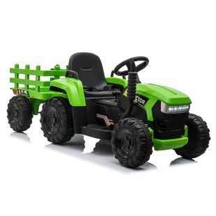 PINK 12V Kids Ride On Car Toy Tractor Farm Truck Music Safe Belt Trailer 2 Mode 
