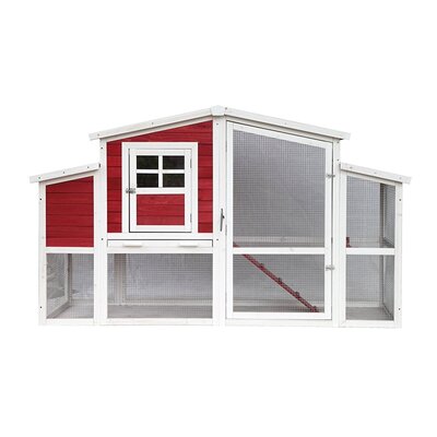 Barn Style Wooden Chicken Coop With Roosting Bar Aleko