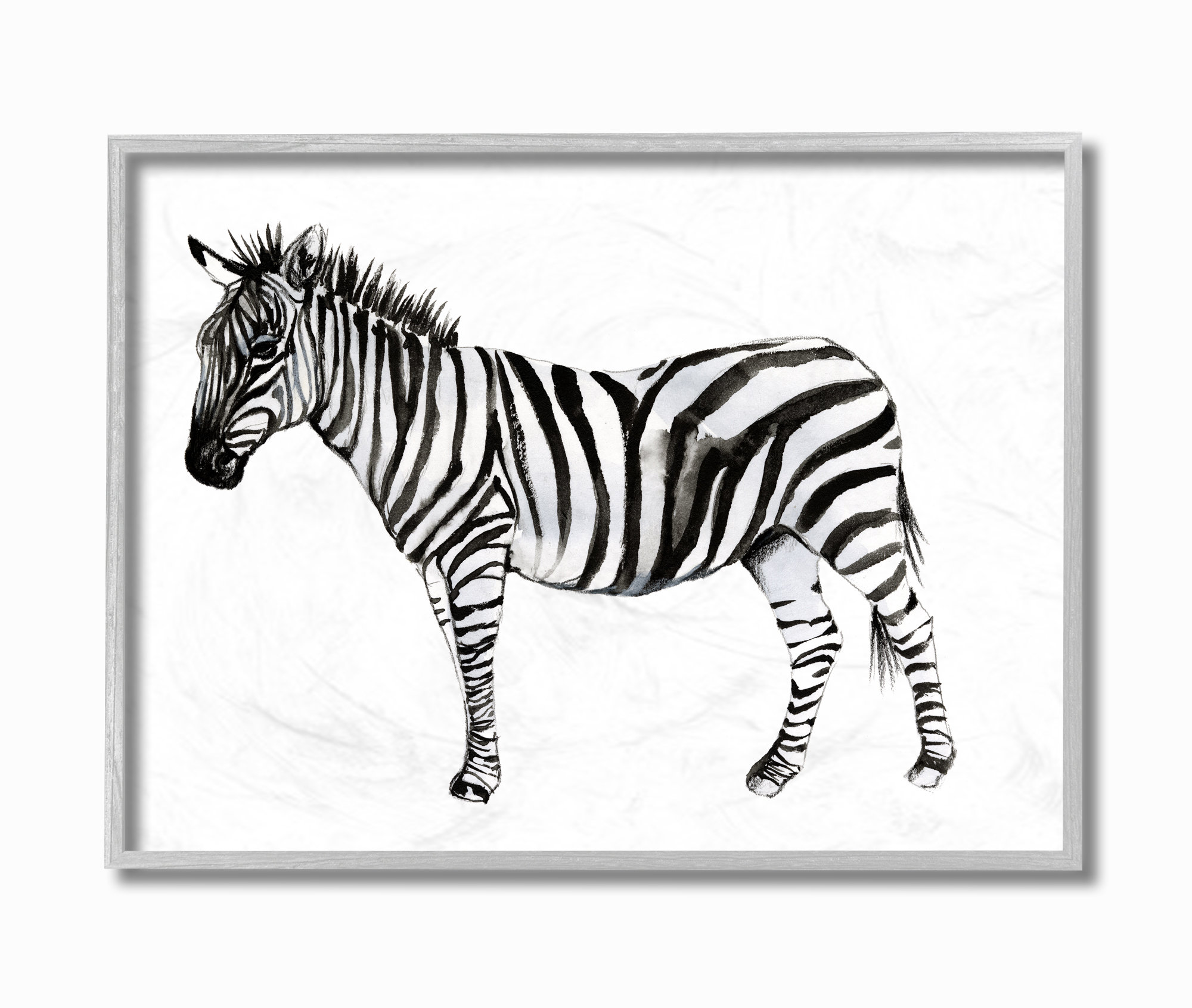 World Menagerie Zebra Standing Black And White Animal Painting Wayfair