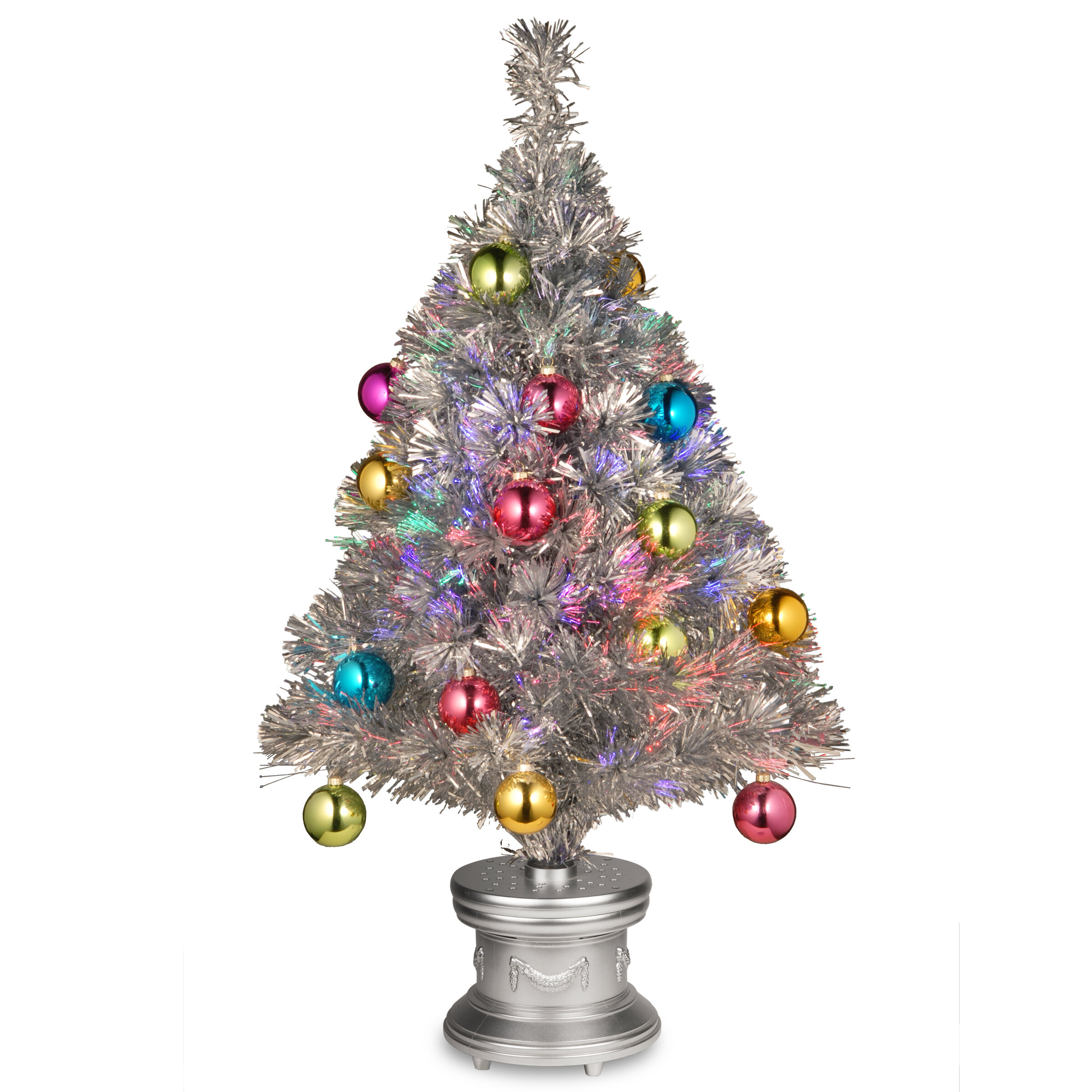 The Holiday Aisle 32 Silver Fibre Optic Fireworks Ornament Tree